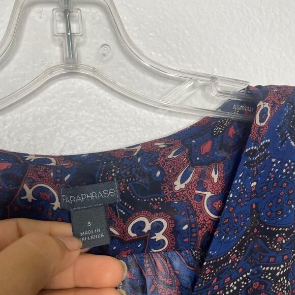 Paraphrase Women Top Size S Multicolored Paisley 3/4 Sleeve Semi Sheer Blouse - Picture 3 of 11
